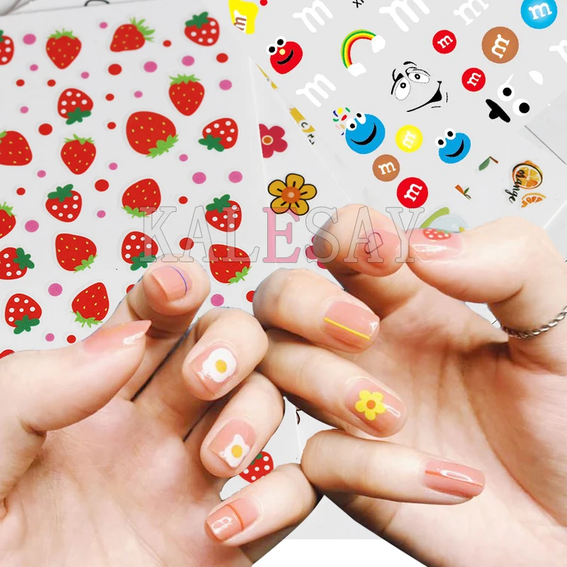 Nail Art Decorations Stickers Rainbow Avocado Strawberry Design Decals Adhesive Sticker for Manicure Accessories Salon Foil | Красота и