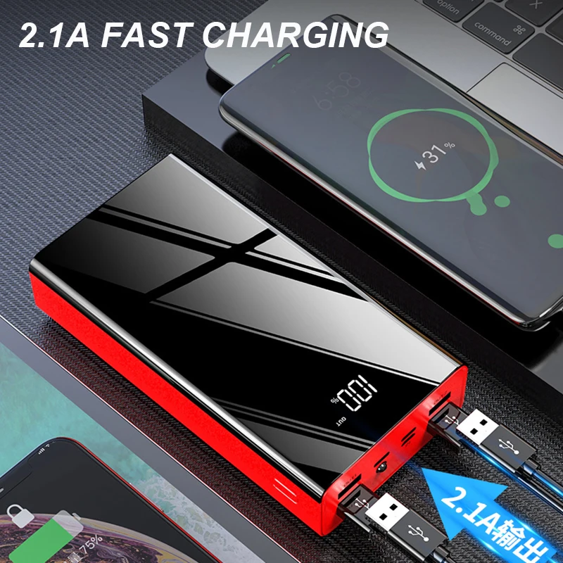 40000mAh Mirror Power Bank LED Digital Display PowerBank 2.1A FAST CHARGING 4 USB OUTPUT Phone Charger For Smart Phone Poverbank 40000mAh Mirror Power Bank LED Digital Display PowerBank 2.1A FAST CHARGING 4 USB OUTPUT Phone Charger For Smart Phone Poverbank