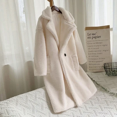 ZADORIN/ зимнее плотное теплое однотонное пальто-Тедди Женский уличный негабаритный розовый жилет из искусственной мерлушки, пальто Женская длинная куртка из искусственного меха - Цвет: White