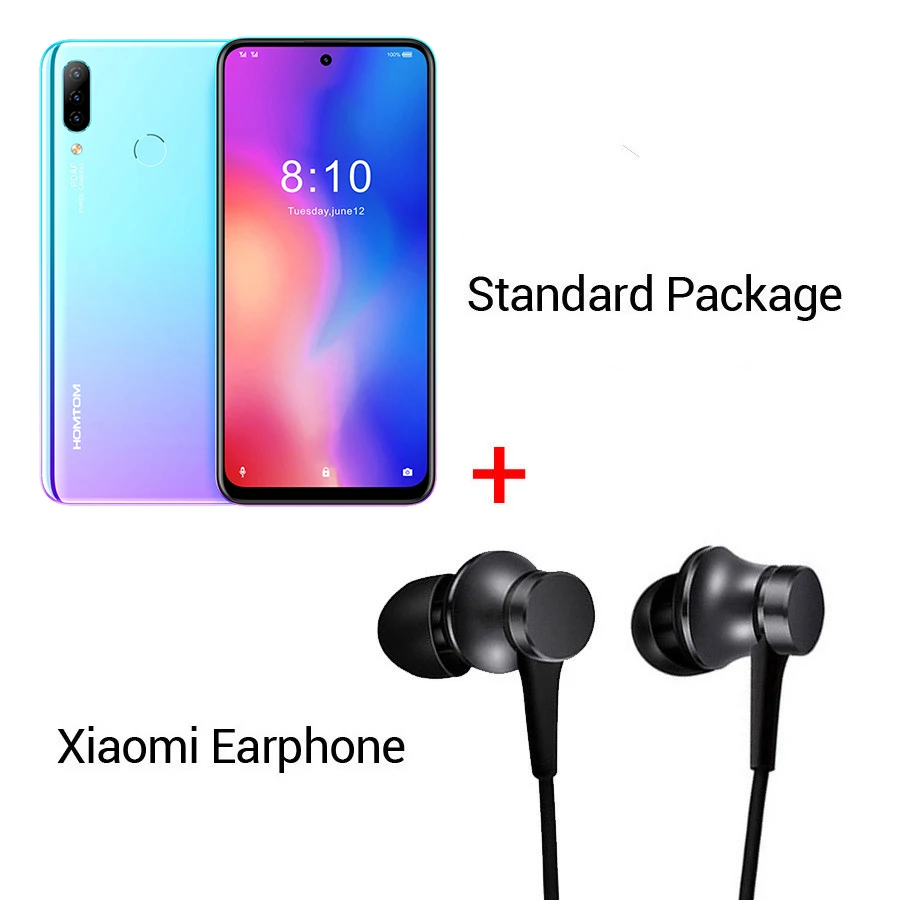 HOMTOM P30 pro Android 9,0 Helio P23 MTK6763 Восьмиядерный 4 Гб 64 Гб Смартфон 6,41 дюймов 4000 мАч 4G FDD-LTE стеклянный Чехол для мобильного телефона - Цвет: Blue N Earphone