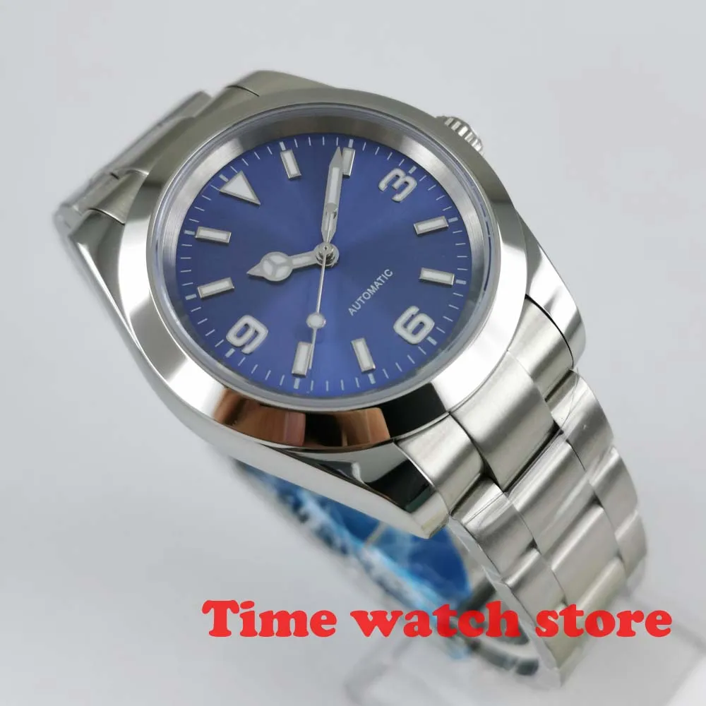 Miyota Blue Bliger 40 мм Miyota 8215 полированные Автоматические наручные часы для мужчин сапфировое стекло Водонепроницаемые Синие черные со строгим циферблатом светящиеся Роскошные 554 - Цвет: Miyota Blue