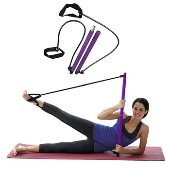 

Yoga Toning Bar Gym Exercise Disassembled Pilates Bar Power Resistance Bands Home Fitness Gear Adjustable Length Crossfit Bands