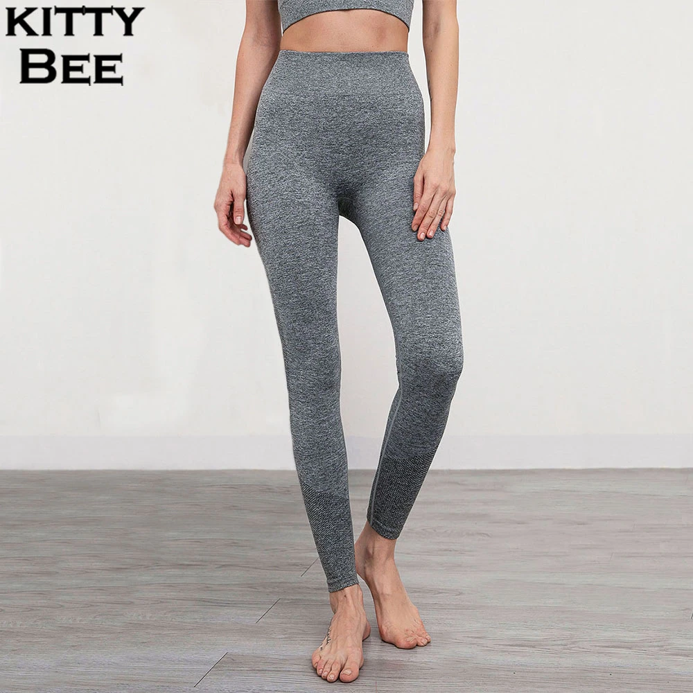 Yoga Calças Leggings Sem Costura de Cintura Alta Push Up Yoga