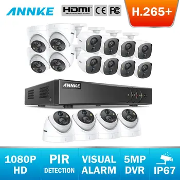 

ANNKE 16CH FHD 2MP Video Security System 5MP Lite 5in1 DVR With 16PCS 1080P Outdoor Weatherproof Cameras PIR Detection CCTV Kit