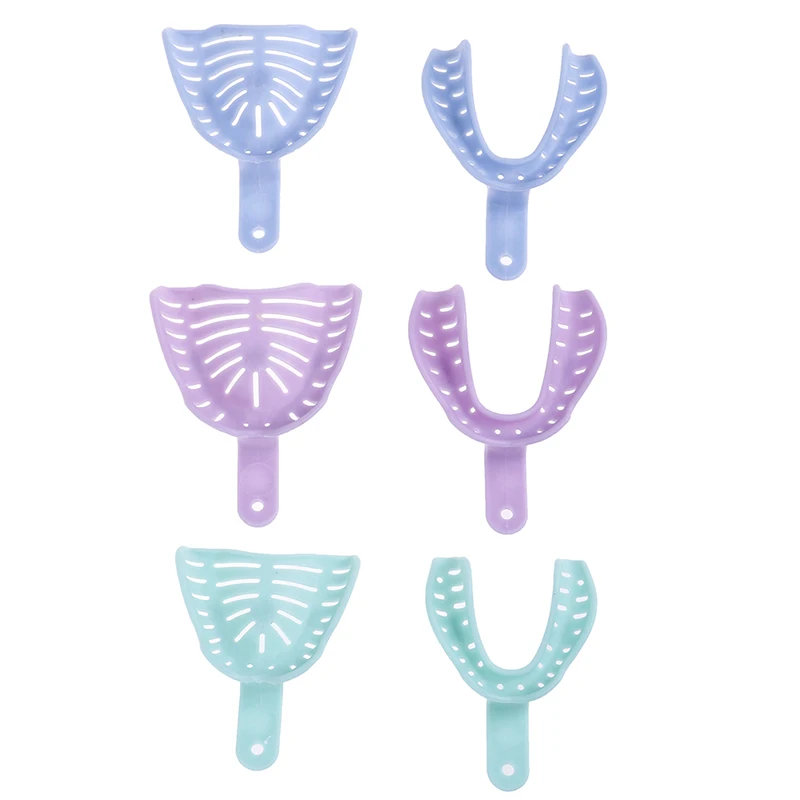 6Pcs/Pack Colorful Dental Impression Trays Plastic Materials Teeth Holder Dental Central Supply For Oral Tools