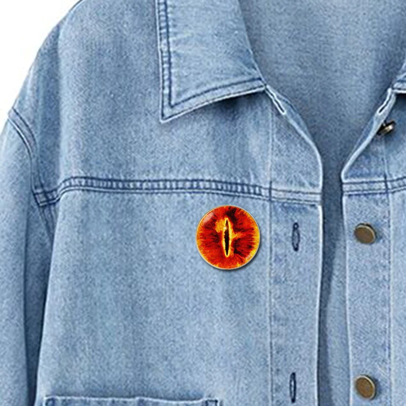 Брошь в форме глаза сглаза Саурона значок со стеклянным кабошоном фото медный