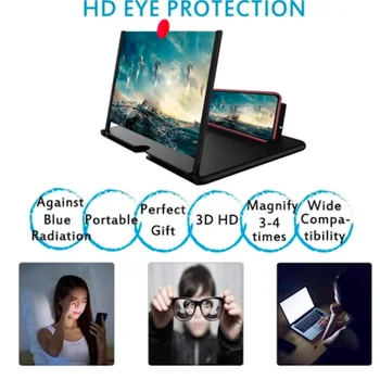 

12 Inch HD Phone Screen Amplifier Hand-free 3D Video Mobile Phone Magnifying Folding HD Video Stand for Smartphones Dropshipping