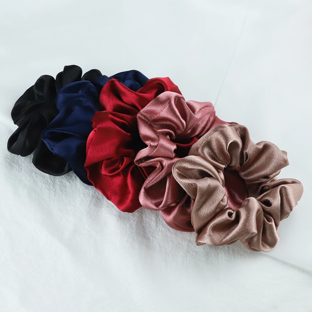 designer head scarf 5PCS/Lot Fashion Silk Satin Scrunchies Headband Large Elastic Rubber Hair Band Women Gilrs Ponytail Holder Hair Ties Accessories metal hair clips