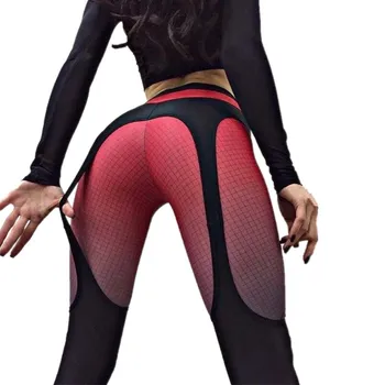 

VISNXGI Patchwork Push Up Leggings Women Sportswear Plaid Gradient Color Legging Female Pants Bodybuilding Fitness Gym Leggins