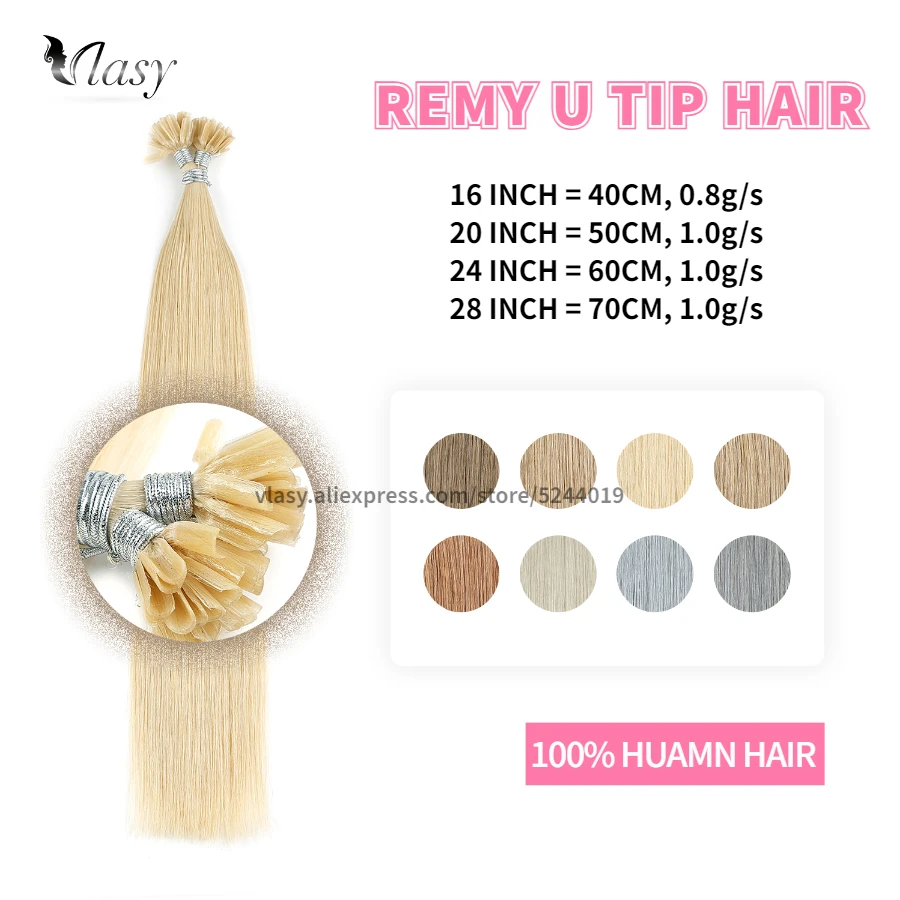 Vlasy-extensiones de cabello humano Remy con doble punta en U, pelo liso prepegado con queratina, pelo Natural Fusion, 16 -28