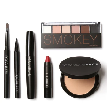 

6PCS Makeup Suit For Cosmetics Essential For Beginners brows pens+eyeshadow+podwer+lip+eyeliner+volume mascara