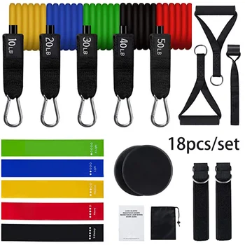 

18 Pcs/Set Resistance Band Training Exercise Bands Fitness Yoga Tubes Pull Rope Rubber Expander Elastic Bands Fitness with Bag
