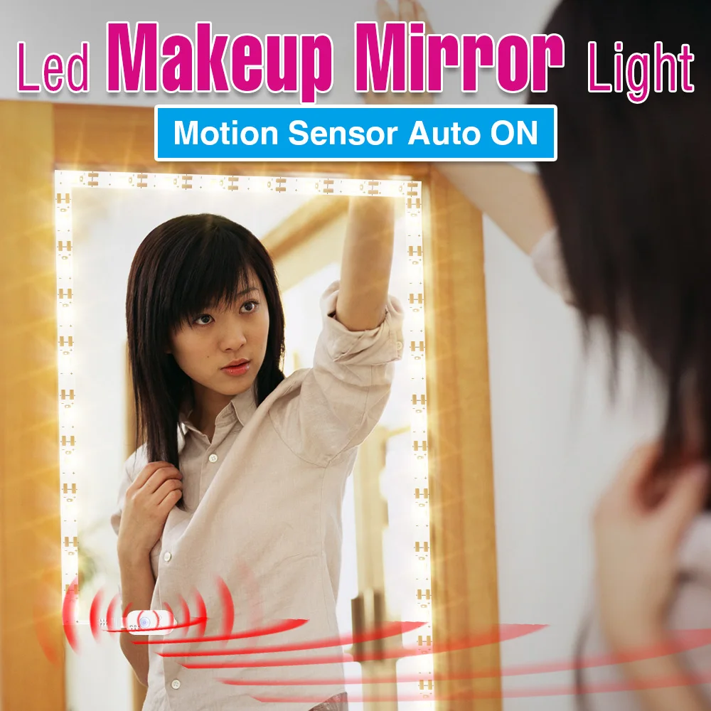 

USB LED Vanity Makeup Mirror Light DC 5V Flexible Diode Tape Makeup Dressing Table Lamp 1m 2m 3m 4m 5m Smart Sensor Makeup Lamps