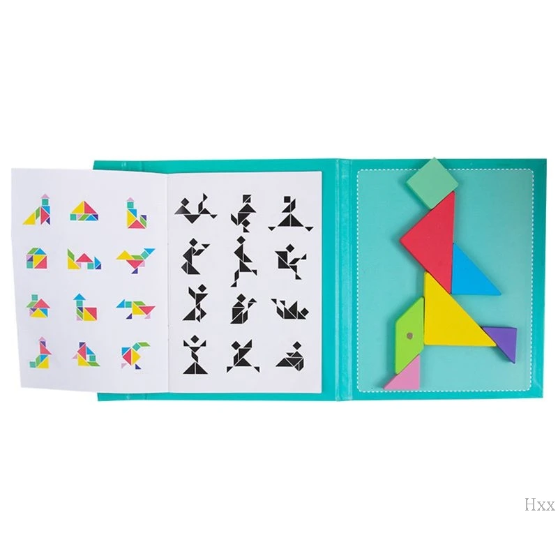 НОВЫЕ 96 Магнитные пазлы Tangram Детские игрушки Монтессори развивающие волшебные книги костюм