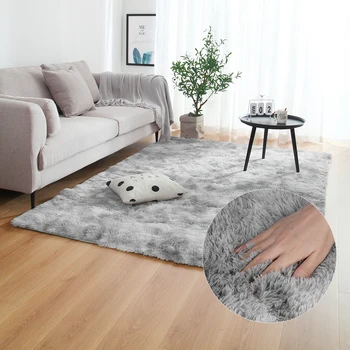 

Grey Carpet Tie Dyeing Plush Soft Carpets For Bedroom Living Room Anti-slip Floor Mats Bedroom Water Absorption Carpet Rugs