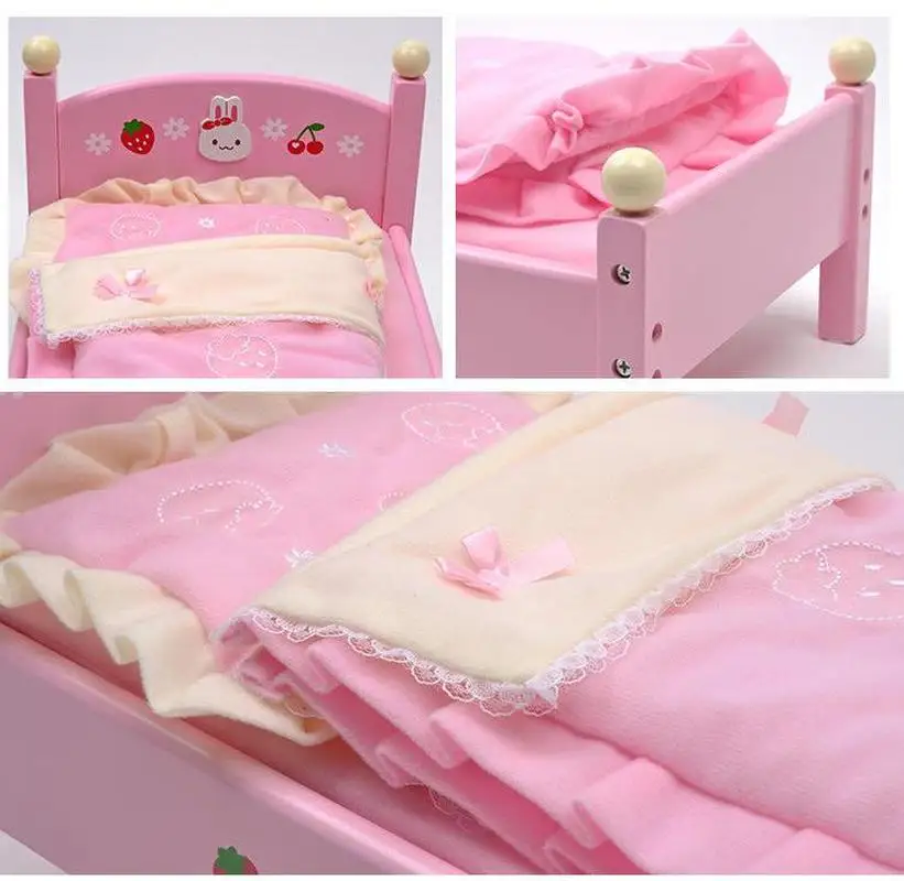  Home-crossing Baby Bed Wooden Children's Toys Girls'kindergarten Simulated Infant Props A Birthday 