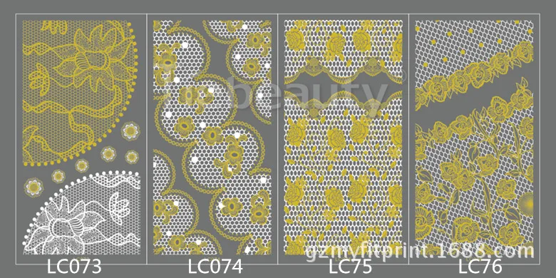 LC73-78 белый+ золотой стиль Южная Корея 3D кружева маникюрные наклейки бумага кружевная наклейка для ногтей Невеста Маникюр моделирование