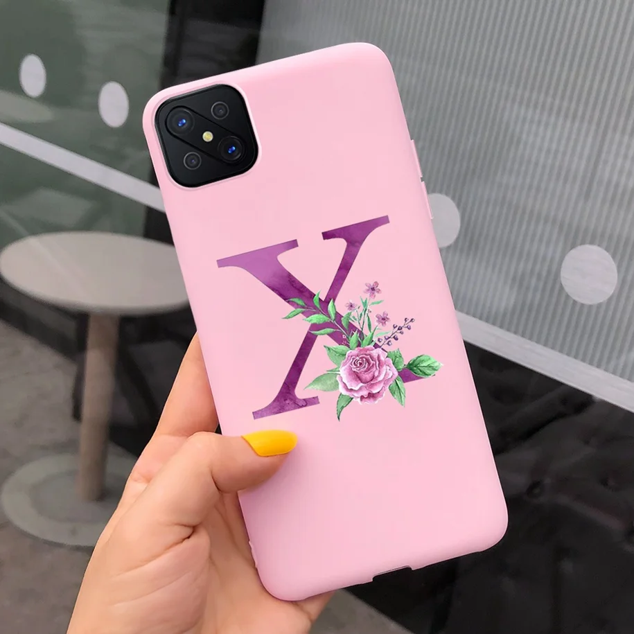 Cute Letters Soft TPU Phone Case - Simple Black Pink Back Cover