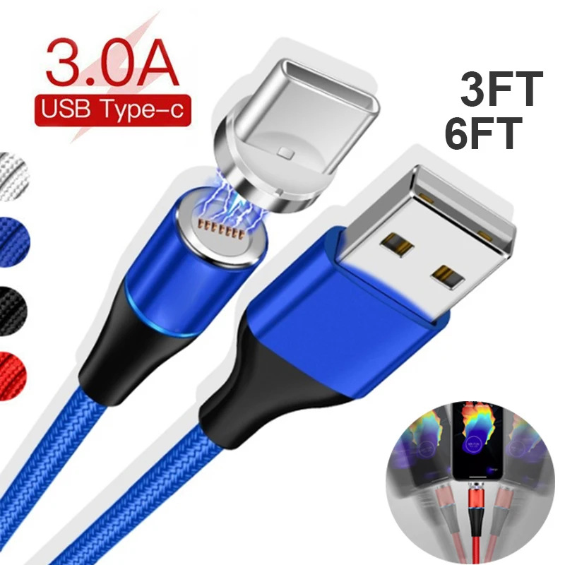 Магнитный кабель 3A type C USB быстрое зарядное устройство для мобильных телефонов samsung Android для samsung Galaxy S8 S9 S10 для huawei P20/P9 Лот