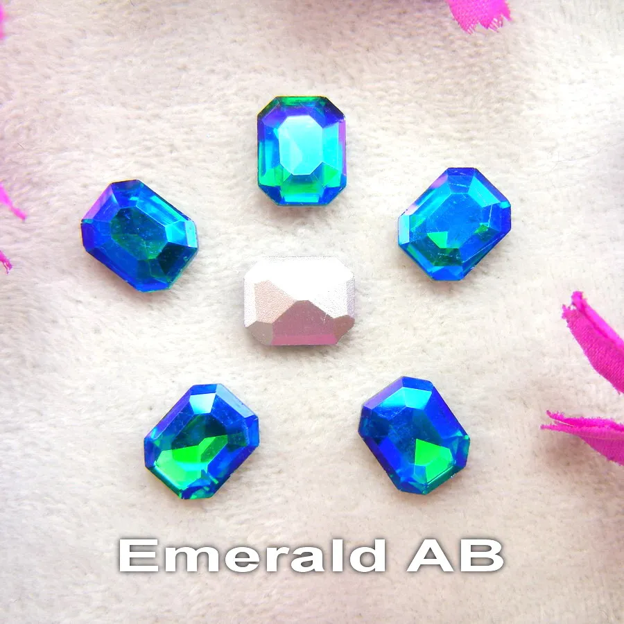 Прекрасный стеклянный кристалл 7 размеров прозрачный AB& радужные цвета остроконечные прямоугольной формы клей на Стразы бусины Аппликация diy отделка - Цвет: A12 Emerald AB