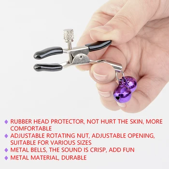 Erotic Breast Clips Nipple Stimulator Adult Games Sex Toys for Couples Flirting Nipple Clamps Metal purple Bells Rubber clip new 4