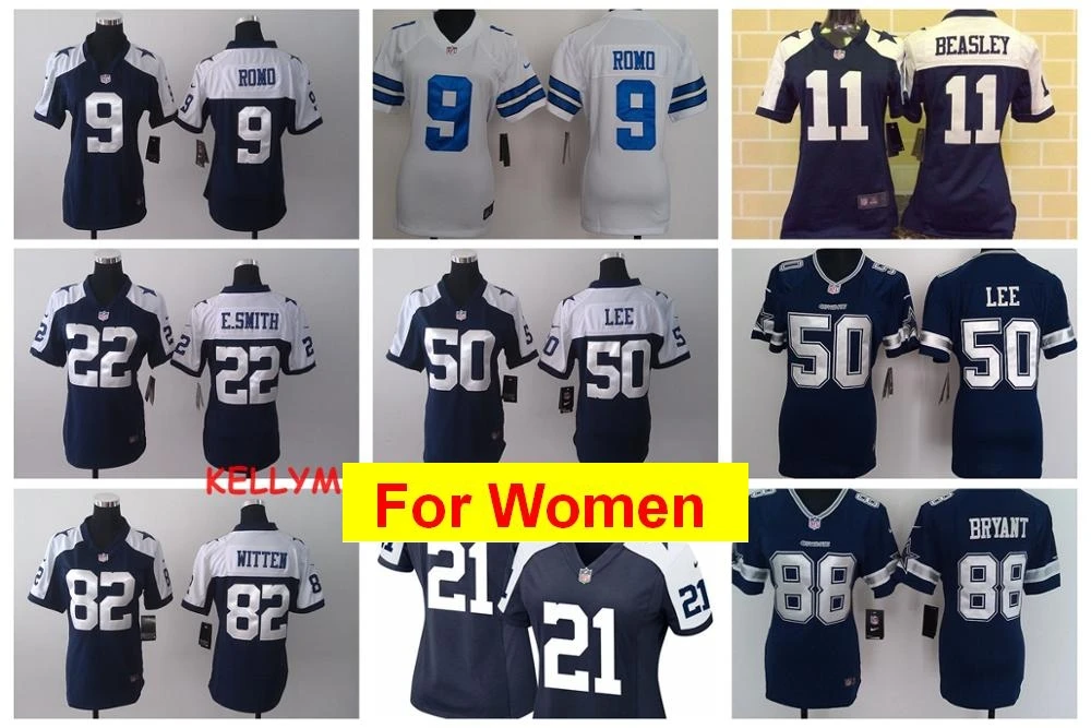 Stitiched, Dallas s, Tony Romo, Emmitt Smith, Cole besley, Sean Lee, Jason Witten, Ezekiel Elliott, для женщин Джерси