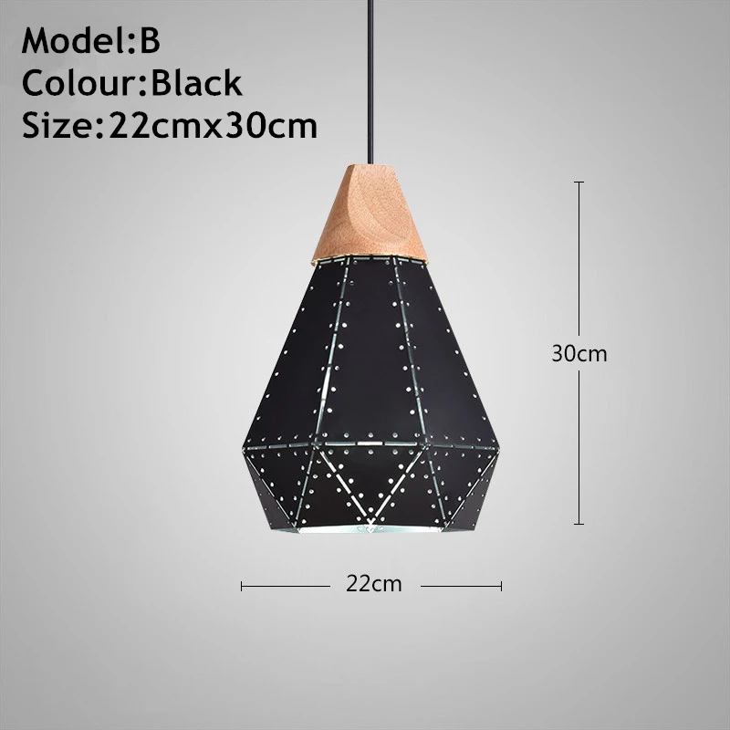 Model B Black Современный Железный светодиодный подвесной светильник креативные деревянные подвесные лампы для ресторана кухонный светильник подвесной светильник веревка лестницы подвесные светильники - Цвет корпуса: Model B Black