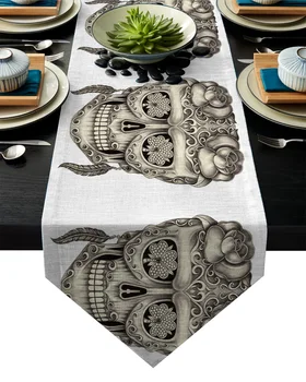 

Skull Head Art Teeth Facial Table Runner Table Flag Home Party Decorative Tablecloth Table Runners