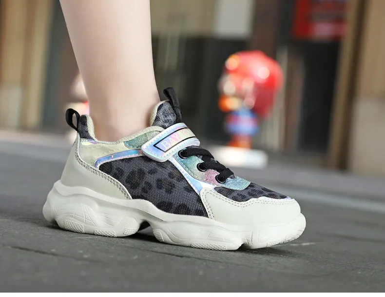 2019 Autumn Leopard Girls Sneaker Kids Shoes Fashion Breathable Pink Casual Sports Running Shoes For Girl Brand Children Shoes (7)