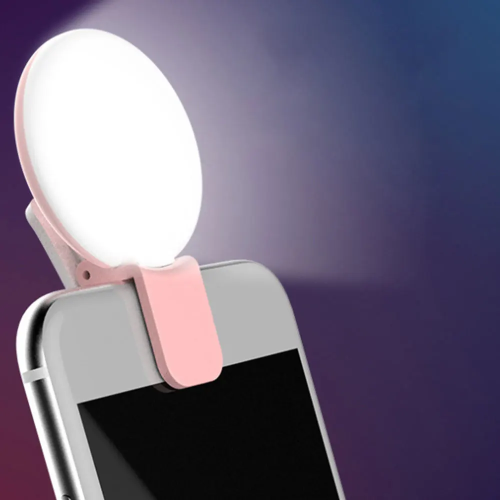 Портативный Универсальный светодиодный монопод для селфи с зажимом для мобильного телефона, заполняющий свет, лампа с автоспуском и зарядкой от usb