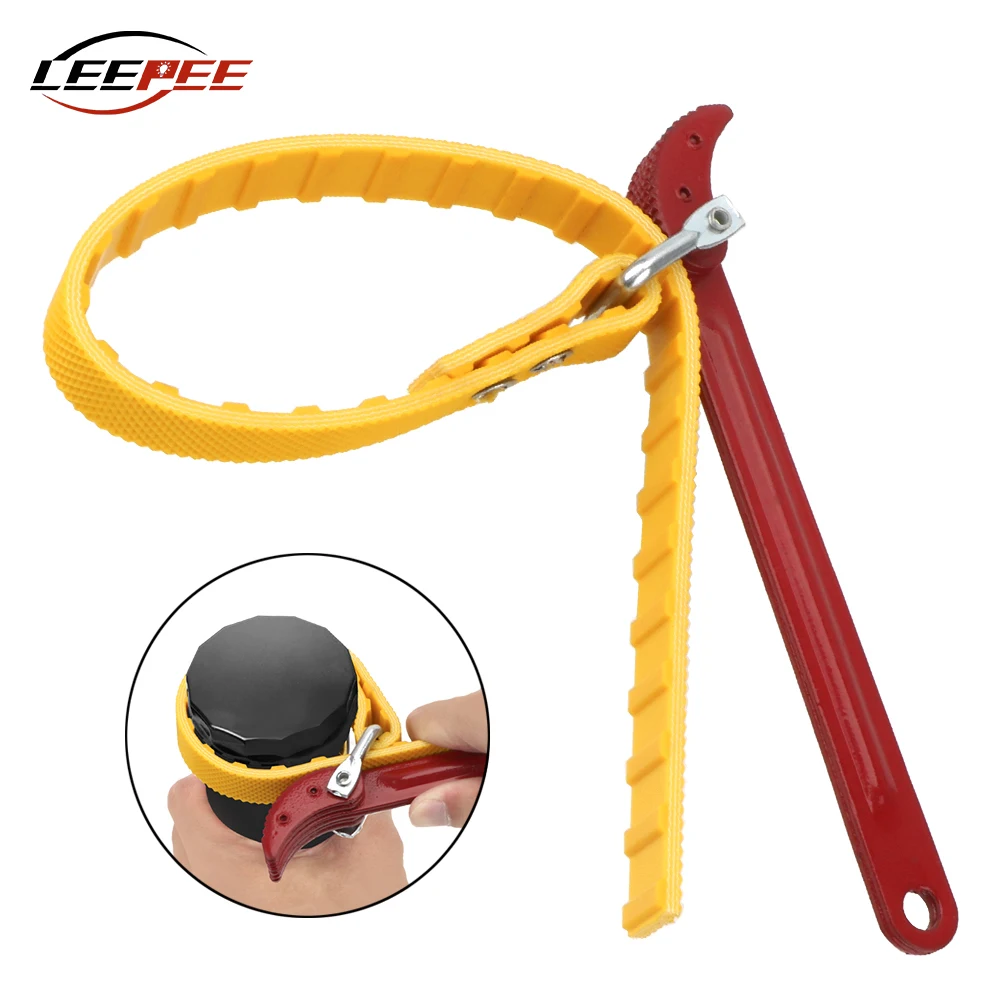 Car Truck Fuel Oil Filter Wrench Joints Pipe Spanner Puller Anti Slip Belt Strap Repair Tools Motorcycle Automotive Accessories oil filter wrench car oil filter
