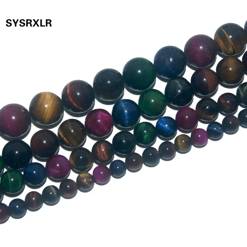 

Free Shipping Natural Stone Colorful Tiger Eye Round Loose Beads For Jewelry Making 6/8/10/12 MM DIY Bracelet Necklace Material