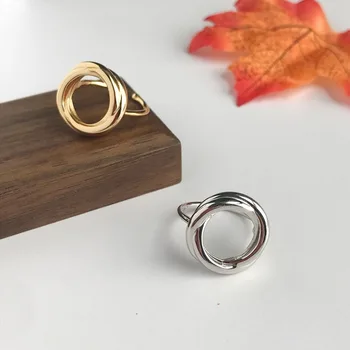 

Leouerry 925 Sterling Silver Round Circle Rings for Women Personality Geometric Hollow Round Adjustable Rings Minimalist Jewelry