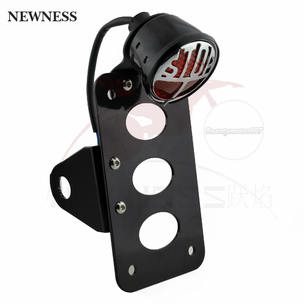 Universal 12V Motorcycle Side Mount Stop Sign Tail Light w/ License Number Plate Bracket For Harley Bobber Yamaha Honda,motorcycle taillight