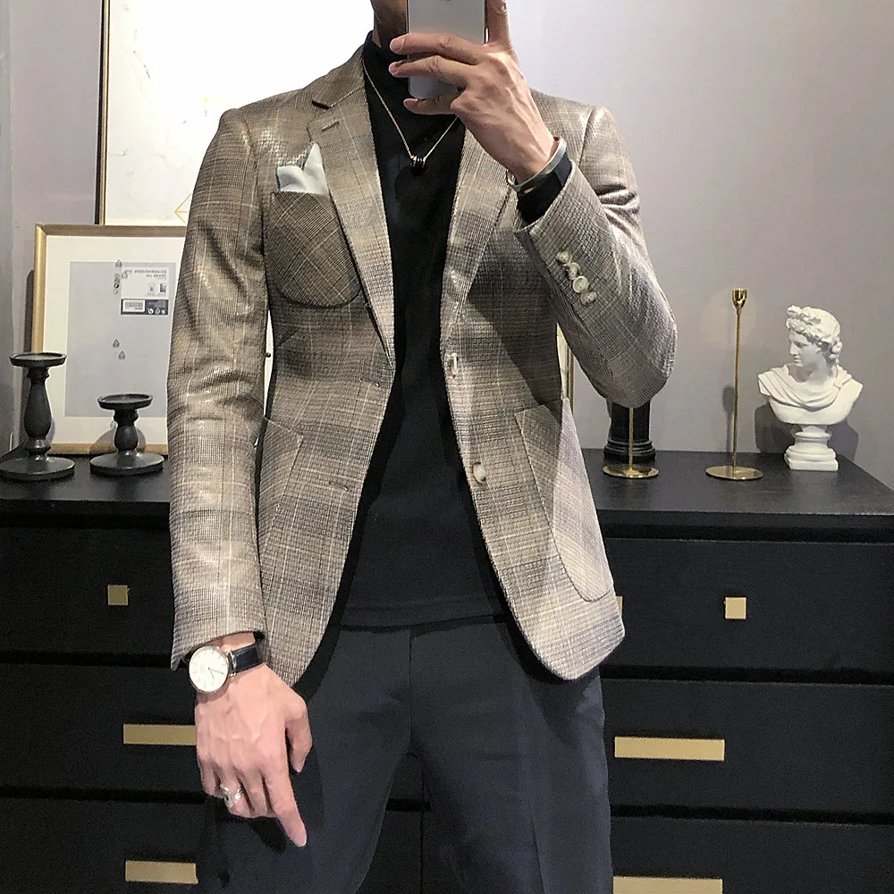 

A Grant from Men Thousands of Birds Sub-Suit Coat Spring Korean-style Slim Fit Men's Two-Button Suit Casual Then West