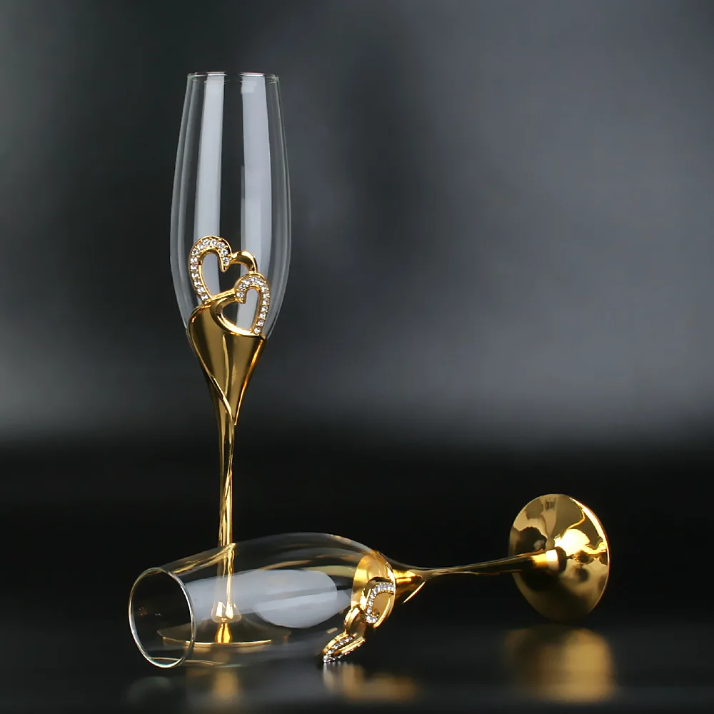 2 шт Свадебные персонализированные хрустальные бокалы для шампанского es флейты золотые Выгравированные вечерние Бокалы свадебные украшения бокал для вина ужин подарок