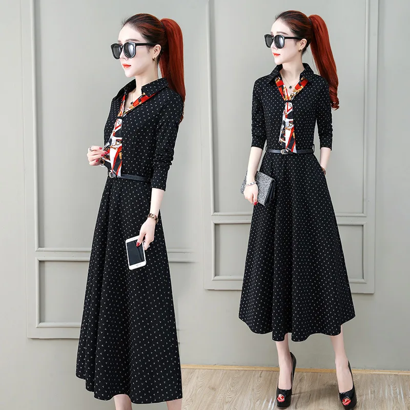 

Mid-length Dress WOMEN'S Dress 2020 Spring And Autumn New Style High Cold Royal Sister-Style Waist Hugging Slimming Elegant A- l