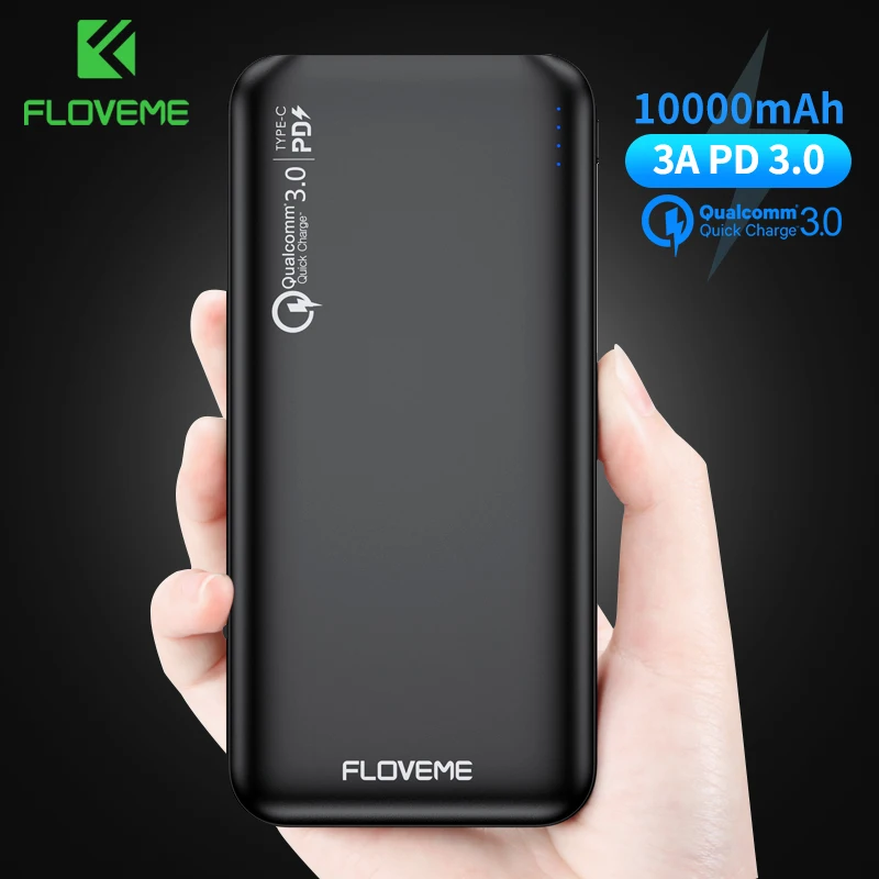 

FLOVEME PD QC 3.0 Power Bank 10000mAh External Battery Portable Charger Quick Charge Mobile Phone Poverbank For iPhone Xiaomi Mi