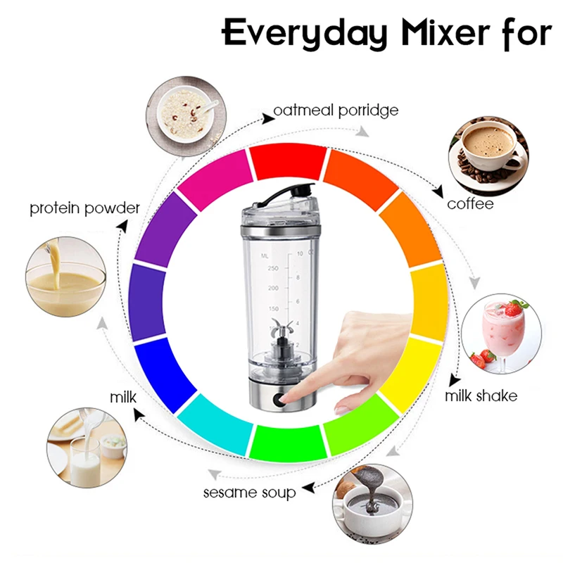 Self Mixing Mug Electric Protein Shaker Bottle, Protein Shaker Cup, 380ml High-Torque Battery-Powered Blender Shake Bottle,Portable,Self-Stirring Mug