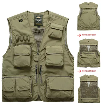 

Outdoor Brand Hiking Vests Waistcoat for Men Multi-pockets Unloading Dry Thin Mesh Photography Military Cargo Coats