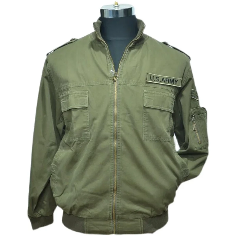 

Outdoor Army Green Cotton Stand Collar Top Men's Bomber Jacket Tactical Tooling Jacket Mens Fashion Clothing Trends