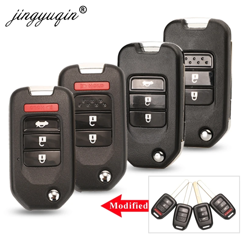 Modified Flip Remote Key Shell For Honda FIT XRV VEZEL CITY JAZZ CIVIC HRV 2/3/4 Buttons Folding Key Case Fob Upgrade