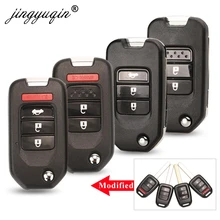 jingyuqin Modified Flip Remote Key Shell For Honda FIT XRV VEZEL CITY JAZZ CIVIC HRV 2/3/4 Buttons Folding Key Case Fob Upgrade
