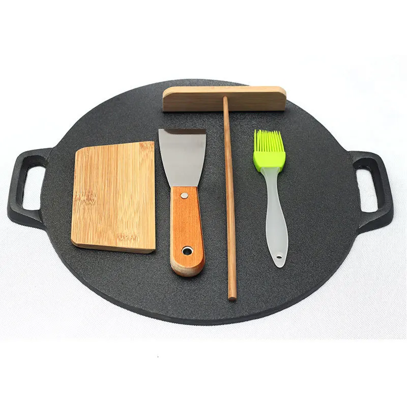 

Thickened cast iron bottom pan Chinese round griddle pot household without coating Flapjack pancake rolled with crisp fritter