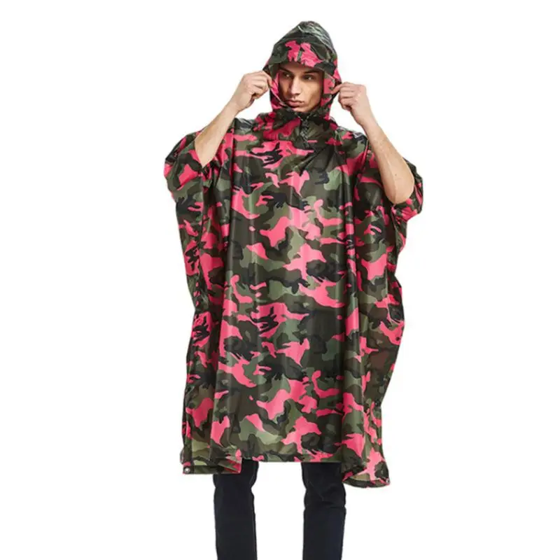 

3 In 1 Hiking Cycling Hooded Rain Poncho Camouflage Military Outdoor Multifunction Raincoat Emergency Tool Shelter Ground Mat