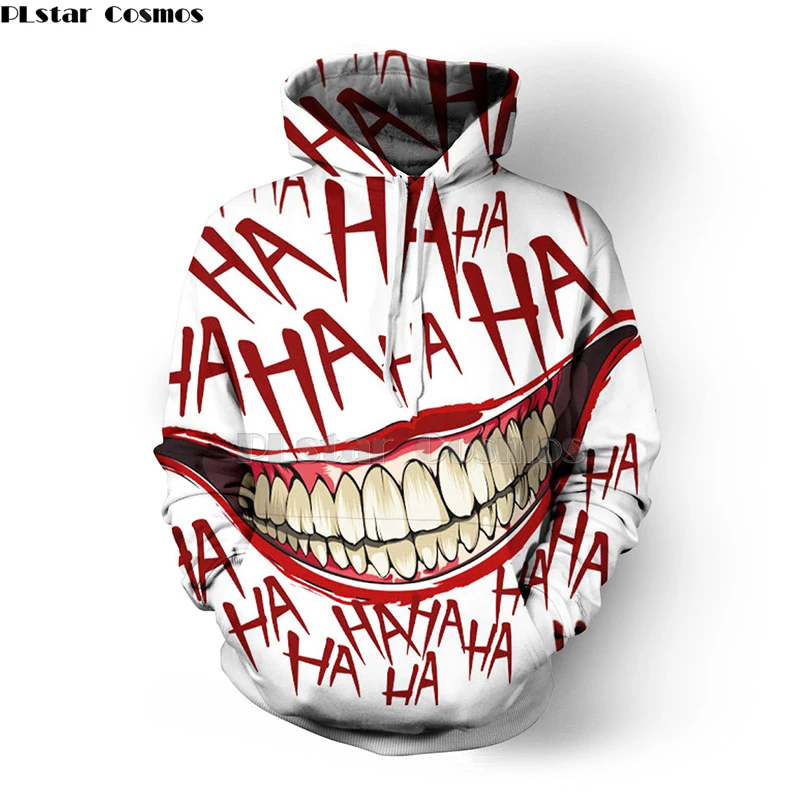 

HAHA Joker Hoodie Funny Halloween Crazy Smile Pullover women men 3d printed Sweatshirt Fashion Stree Sportwear Coats Cool