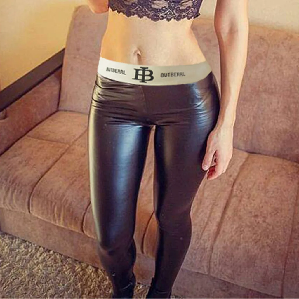 Z20 женские леггинсы из искусственной кожи, сексуальные черные леггинсы из искусственной кожи, тонкие блестящие штаны, большие размеры S M L XL XXL XXXL