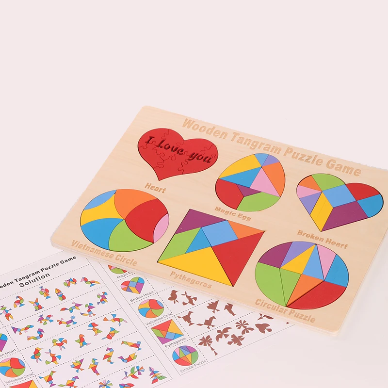 3D деревянные головоломки Tangram, головоломки, настольные игры, головоломка, Детский образовательный Детский пазл, детские игрушки, деревянные подарки