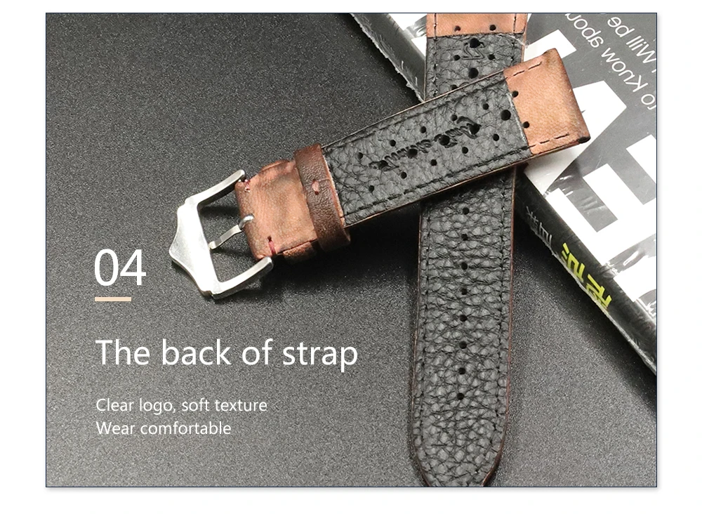 High Quality Genuine Leather Watch Band Strap 20mm 22mm 24mm Porous Breathable Handmade Stitching Watch Bracelet Accessories High Quality Genuine Leather Watch Band Strap 20mm 22mm 24mm Porous Breathable Handmade Stitching Watch Bracelet Accessories