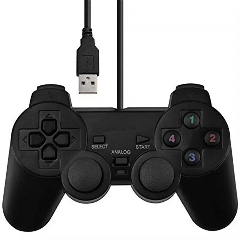 black PS2 Gamepad Универсальный кабель игровой контроллер шок пульт дистанционного управления геймпад джойстик переключатель контроллер для playstation 2 PS2 игры - Цвет: black PS2 Gamepad